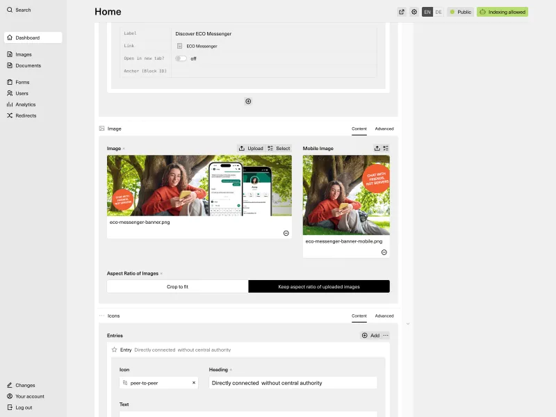 Backend screenshot of 1io.com