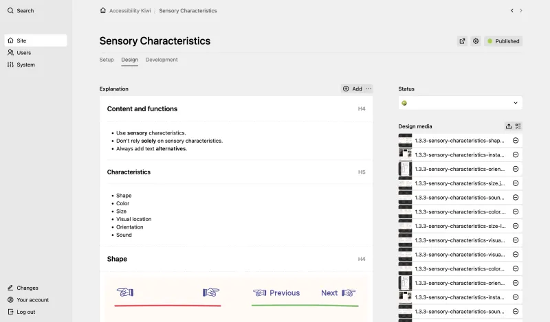 Backend screenshot of access.kiwi