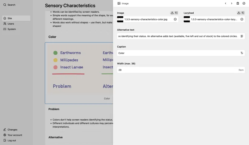 Backend screenshot of access.kiwi