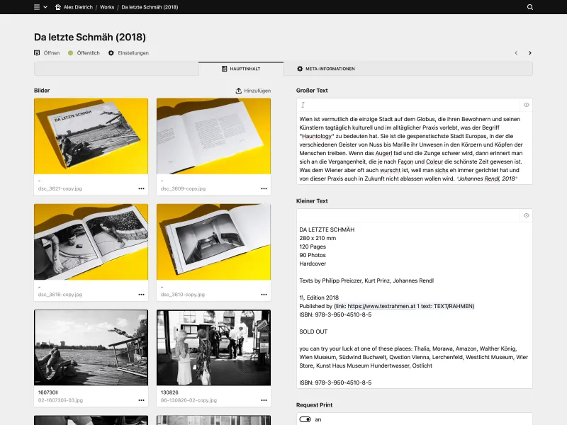 Backend screenshot of alexdietrich.at
