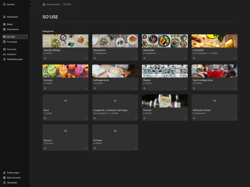 Backend screenshot of alpenkantine.de