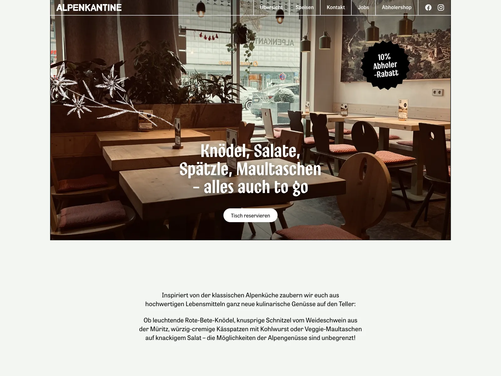 Frontend screenshot of alpenkantine.de