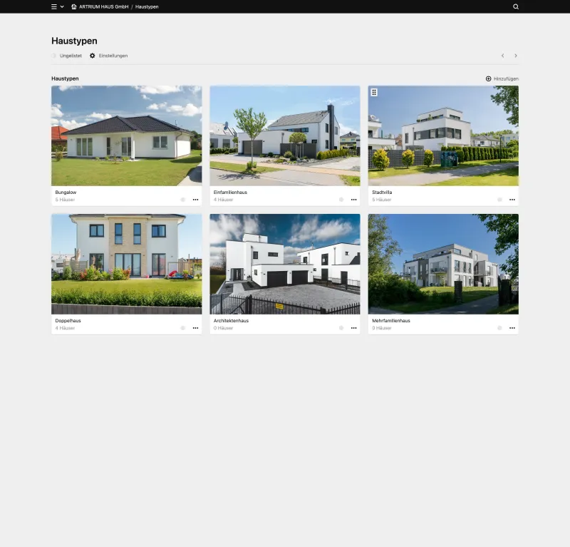 Backend screenshot of artrium-haus.de