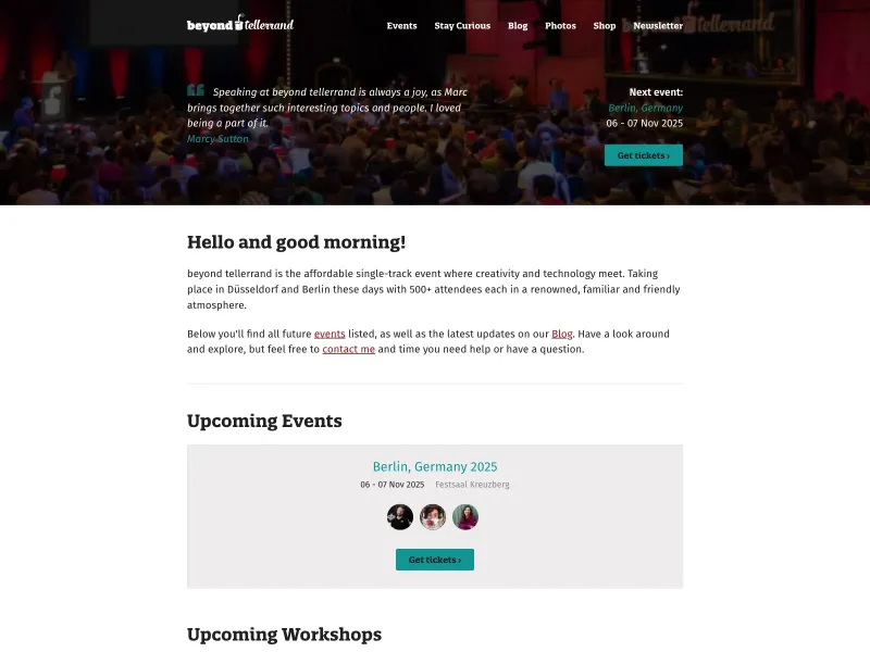 Screenshot of beyondtellerrand.com