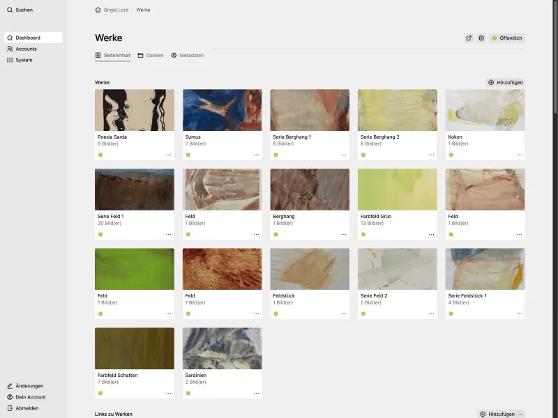 Backend screenshot of birgidlord.de