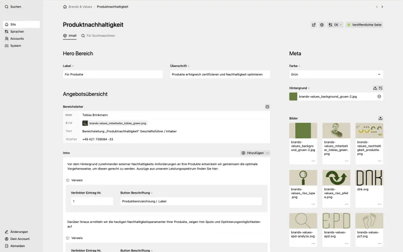Backend screenshot of brandsandvalues.com