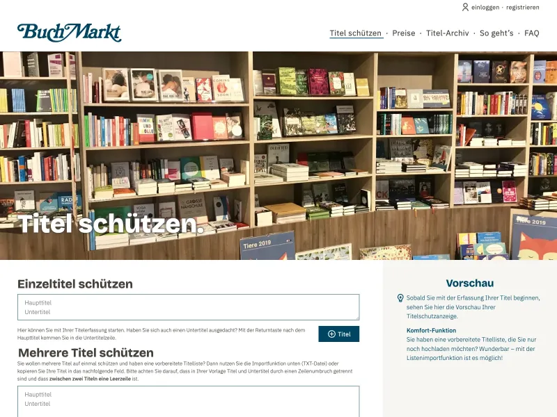 Screenshot of titelschutz.buchmarkt.de