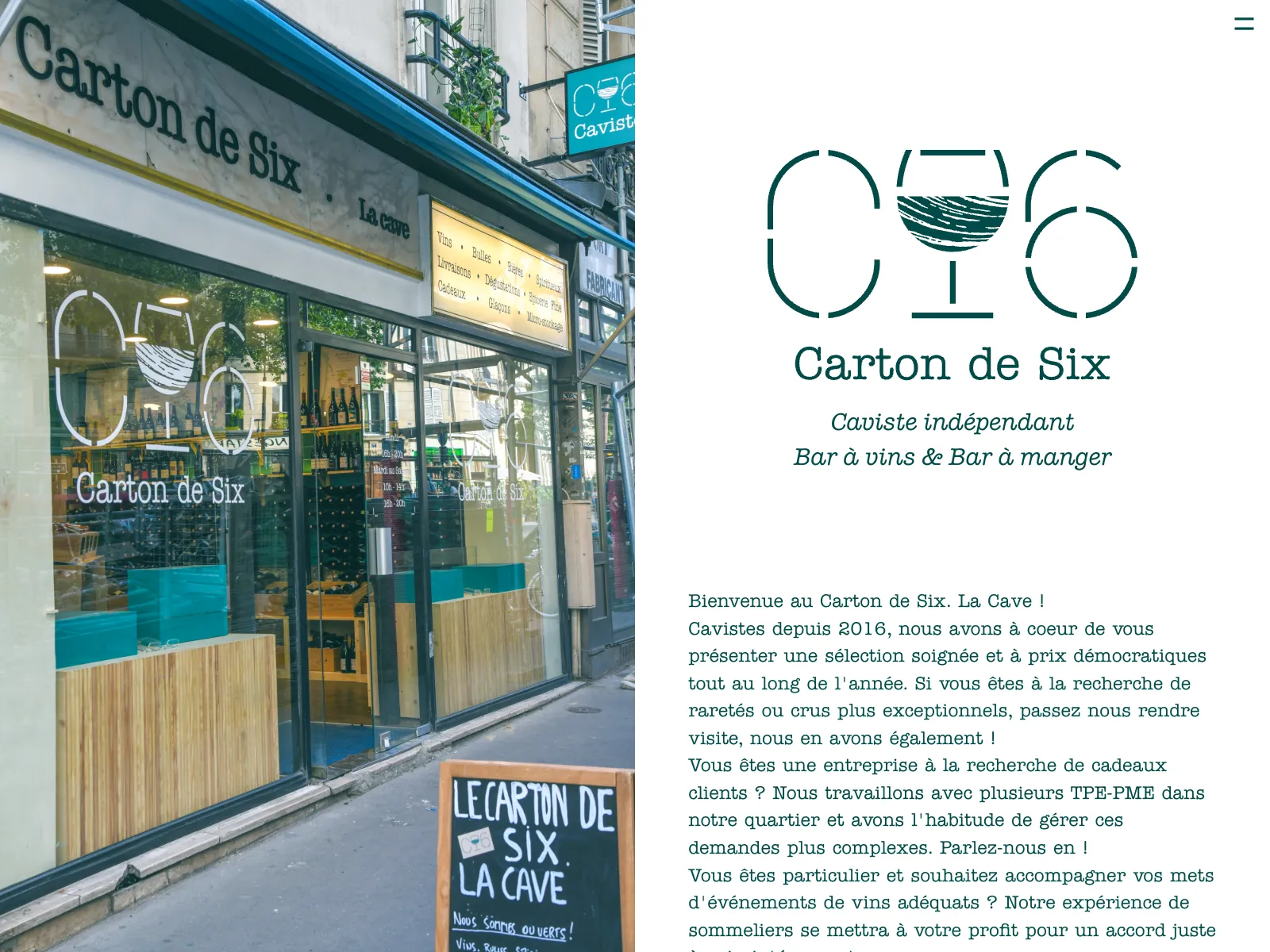 Frontend screenshot of cartondesix.fr