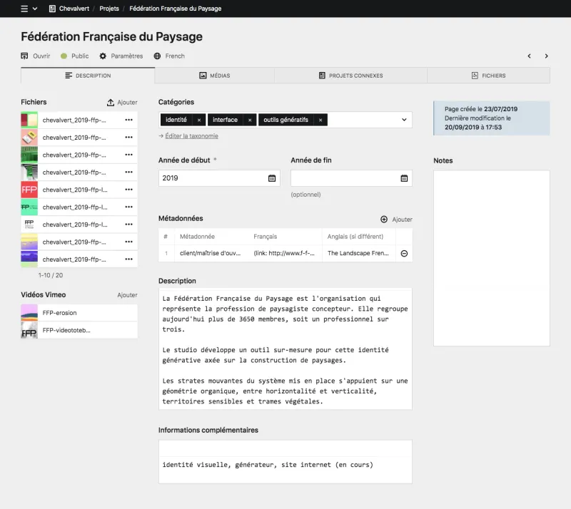 Panel screenshot of chevalvert.fr