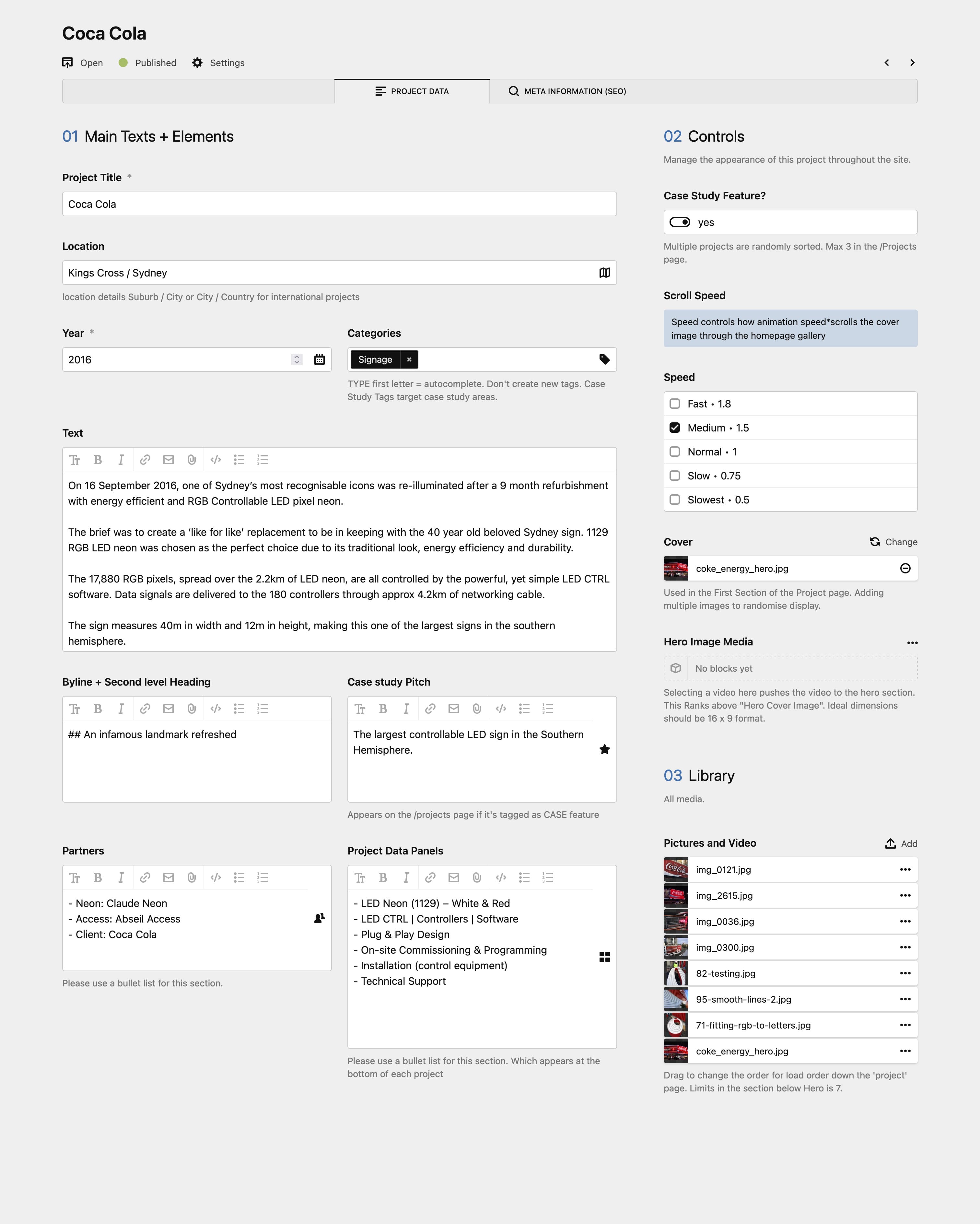 Backend screenshot of clearcontrol.com.au