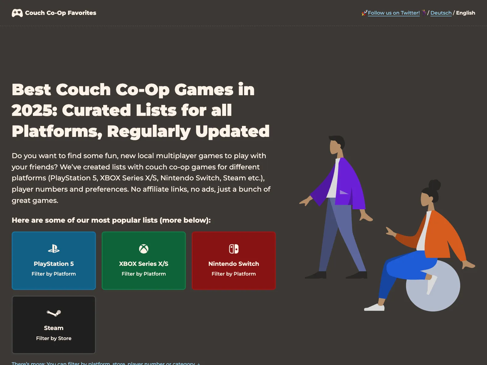 Frontend screenshot of couchcoopfavorites.com