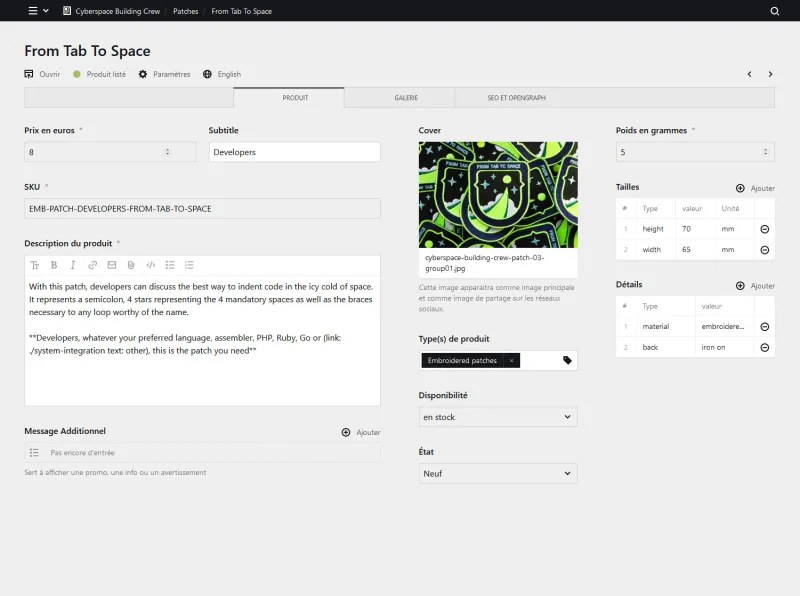 Backend screenshot of cyberspace.builders