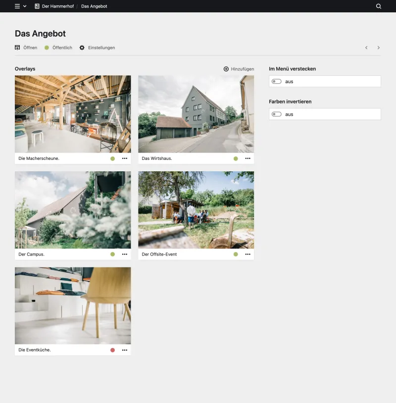 Backend screenshot of derhammerhof.de