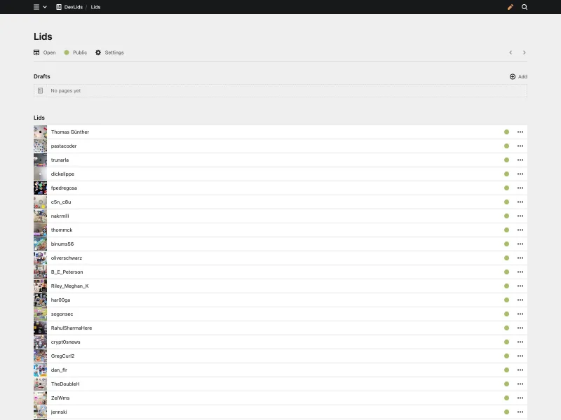 Backend screenshot of devlids.com