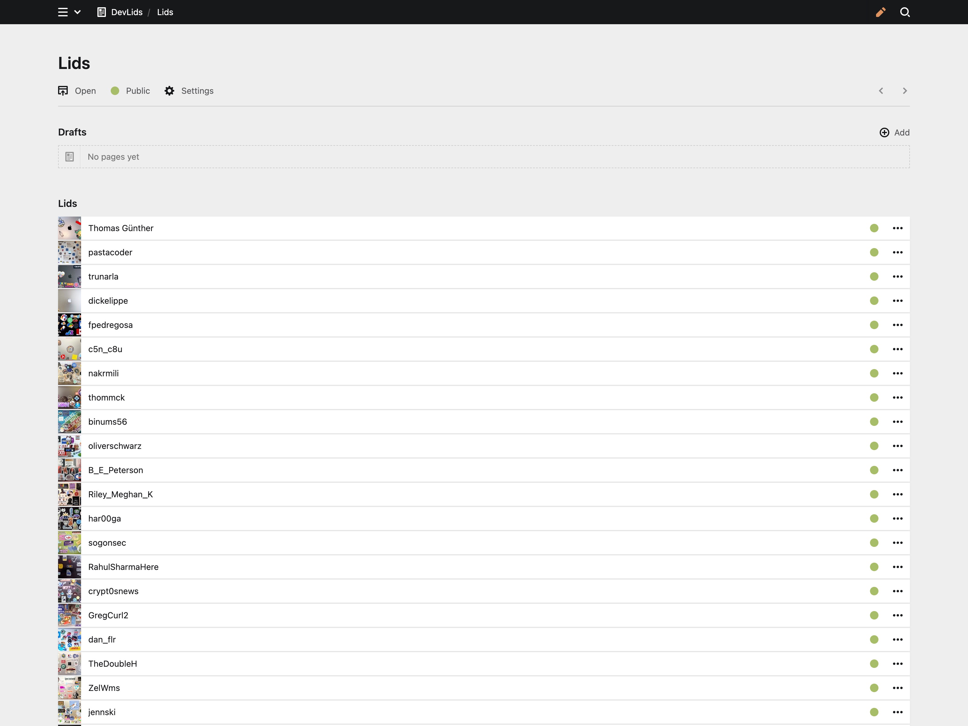 Backend screenshot of devlids.com