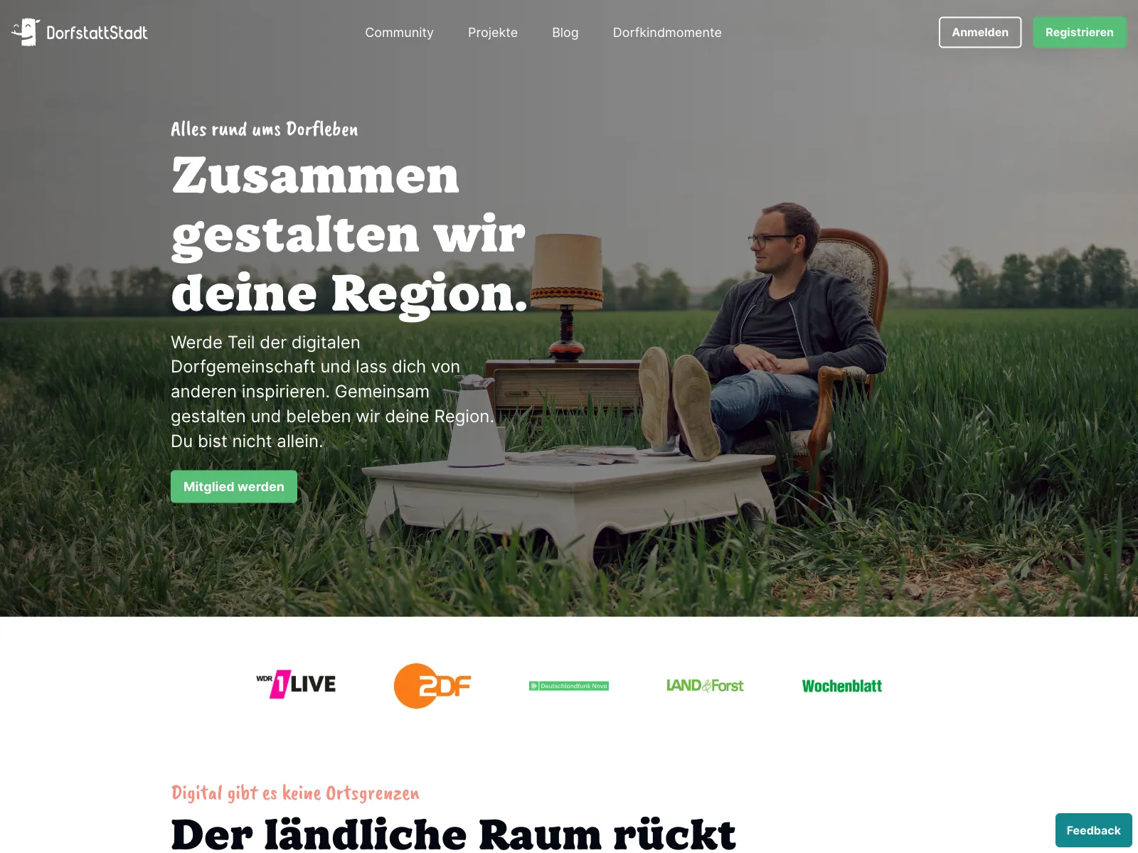 Frontend screenshot of dorfstattstadt.de
