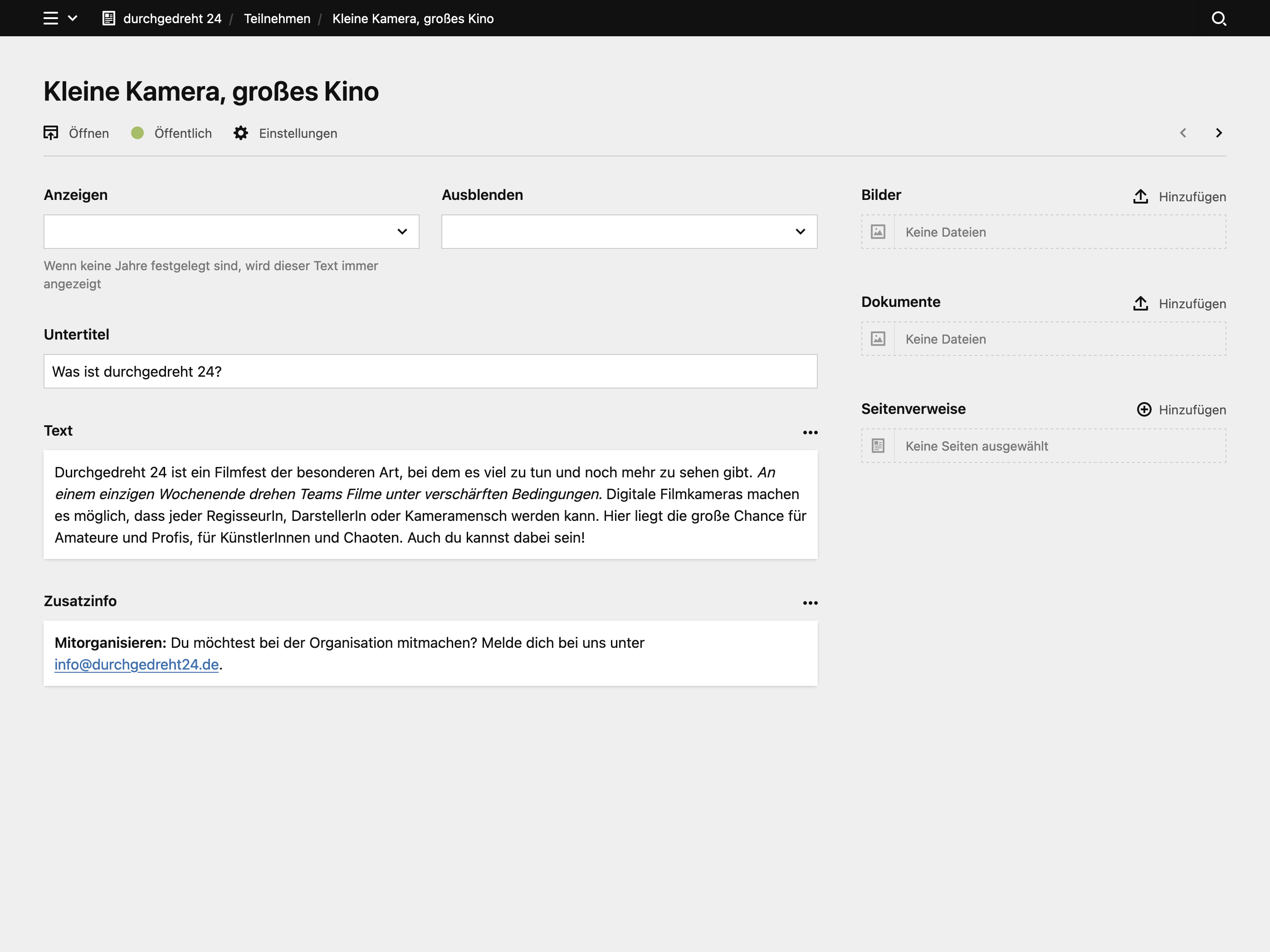 Backend screenshot of durchgedreht24.de