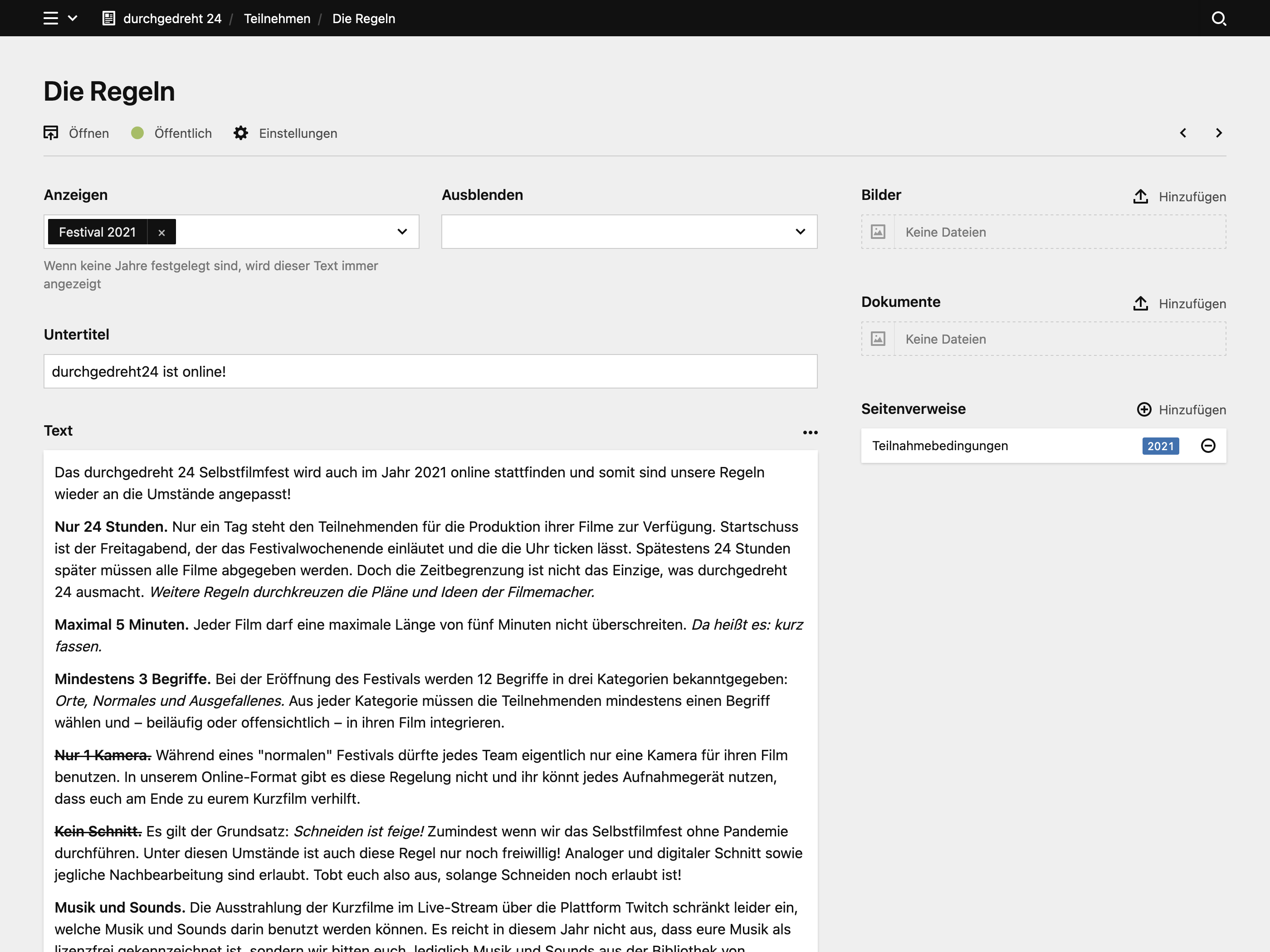Backend screenshot of durchgedreht24.de