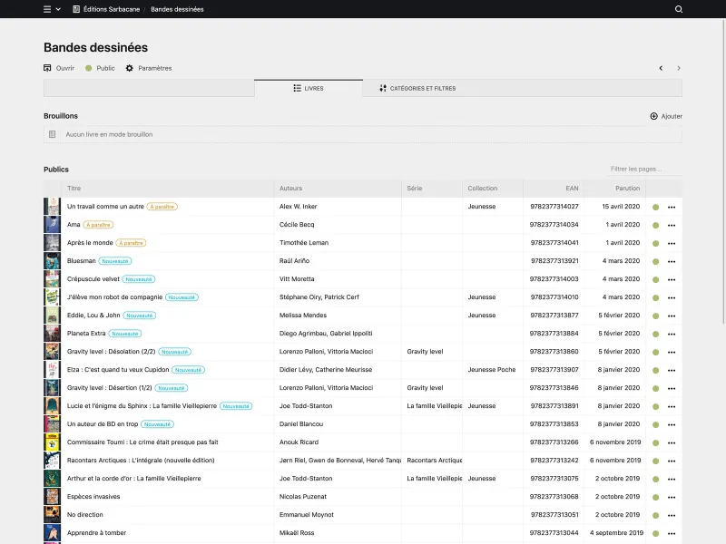 Panel screenshot of editions-sarbacane.com