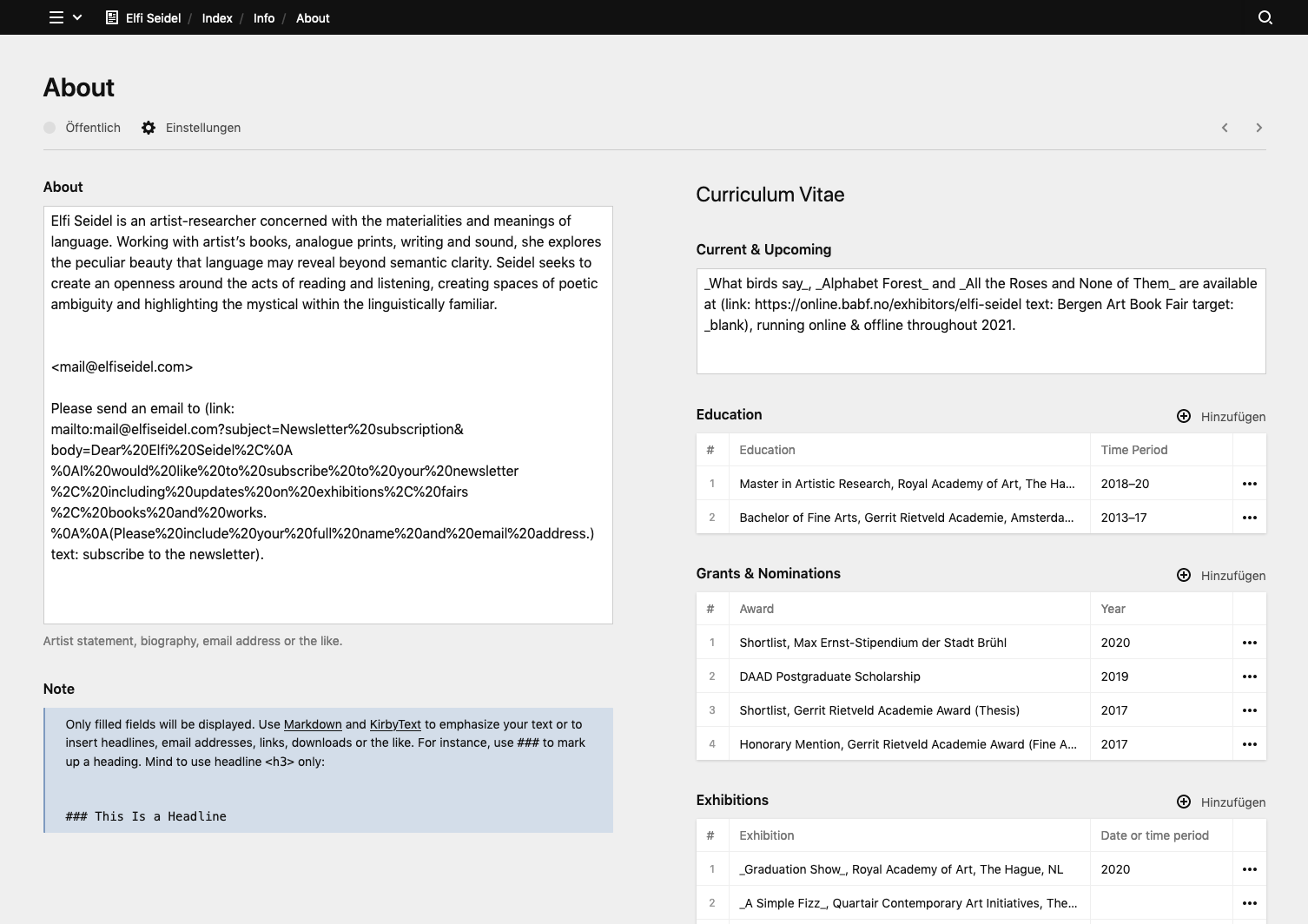 Backend screenshot of elfiseidel.com