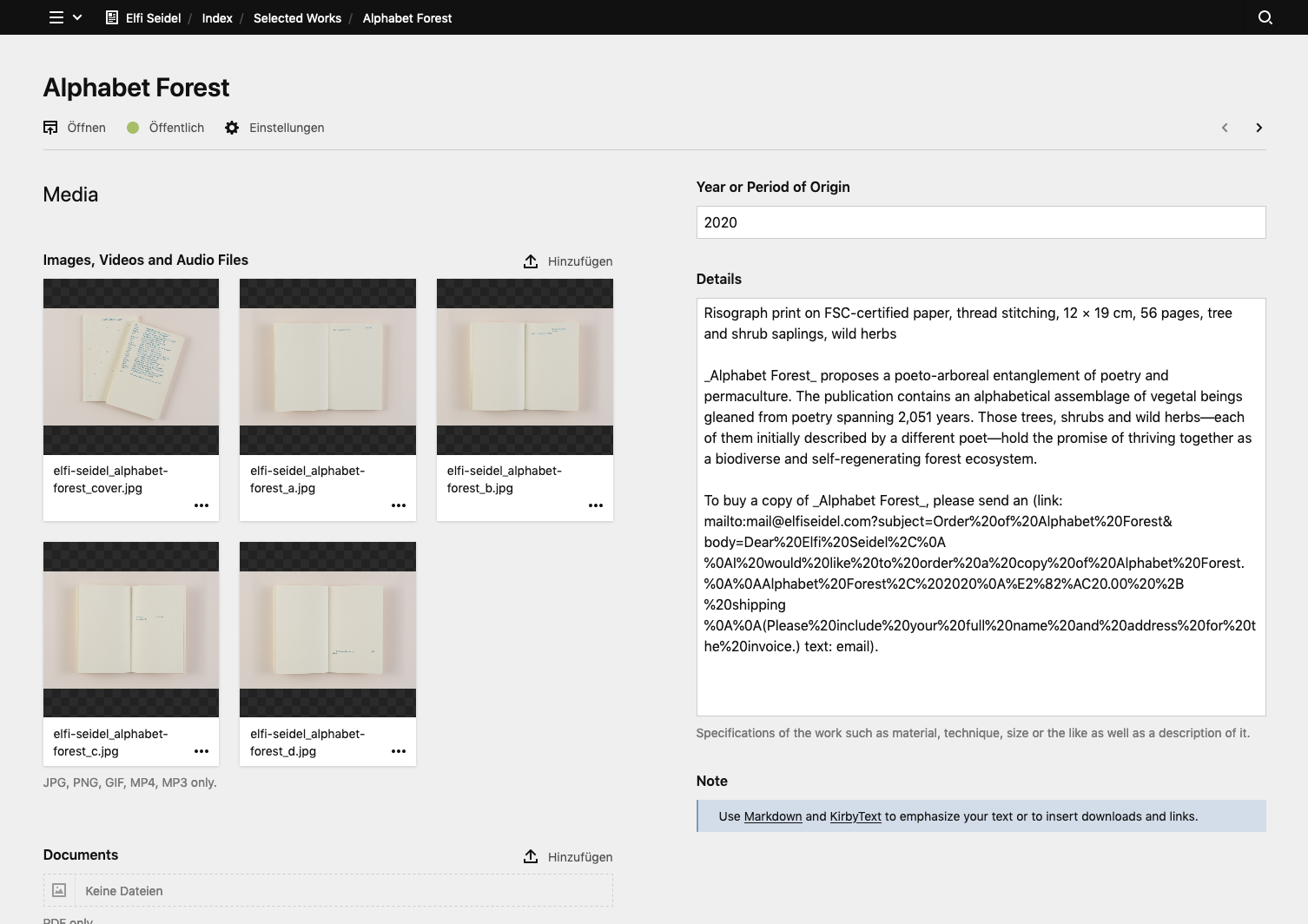 Backend screenshot of elfiseidel.com
