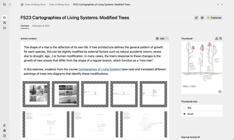 Backend screenshot of gali-izard.arch.ethz.ch
