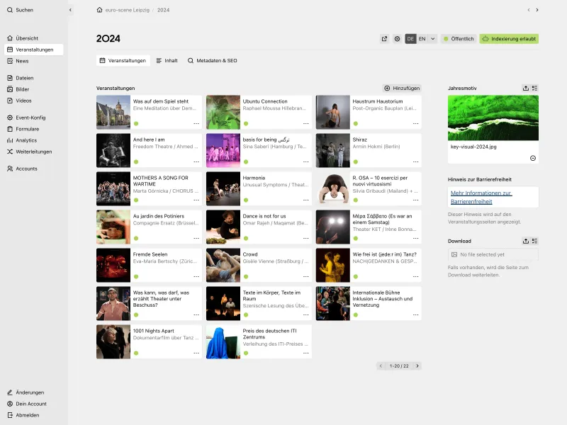 Backend screenshot of euro-scene.de