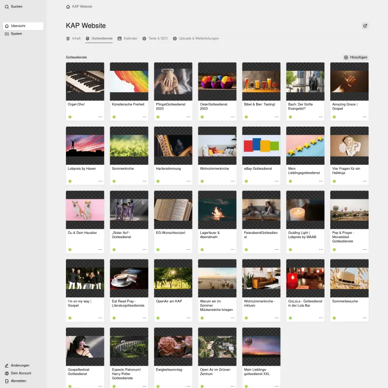 Backend screenshot of kap-kirche.de