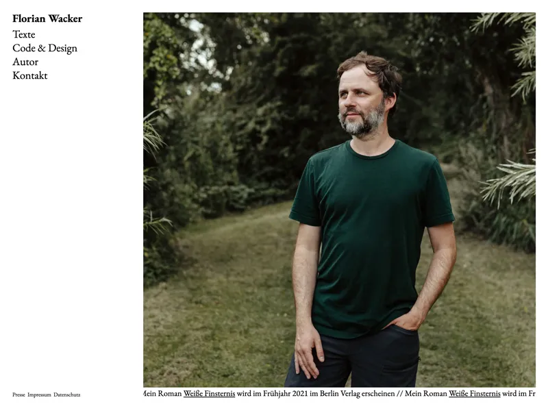 Backend screenshot of florianwacker.de