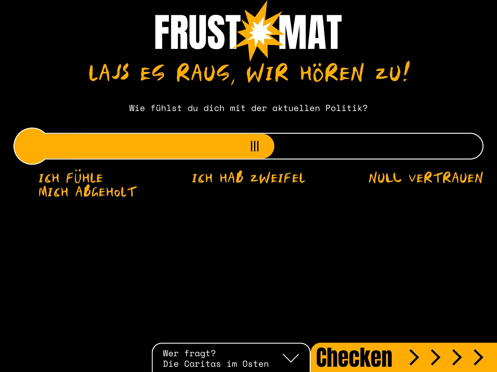 Frontend screenshot of frust-o-mat.de