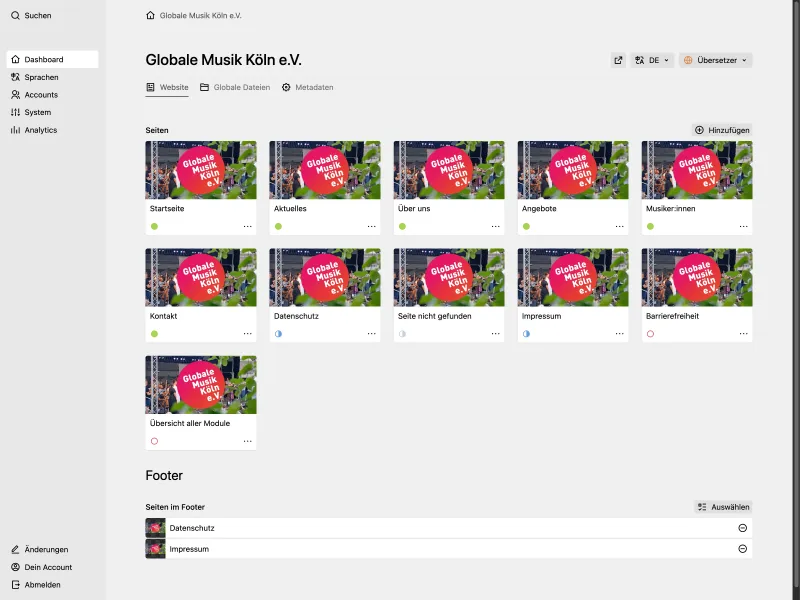 Backend screenshot of globalemusik.de