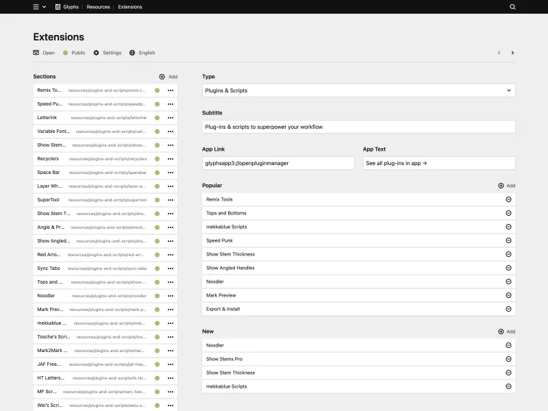 Panel screenshot of glyphsapp.com