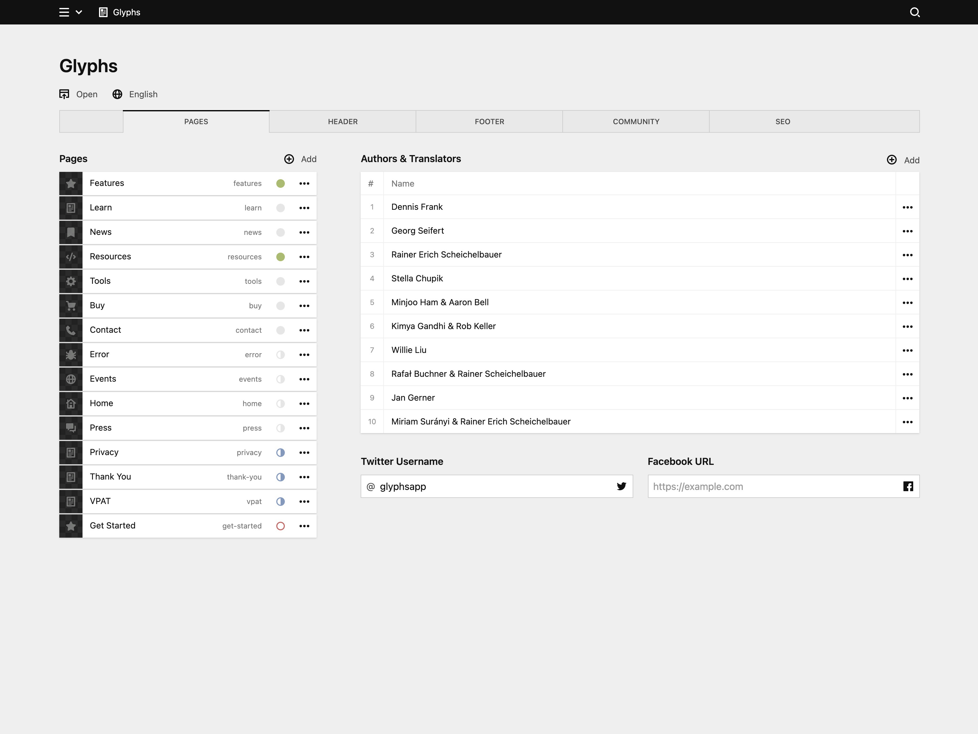Backend screenshot of glyphsapp.com