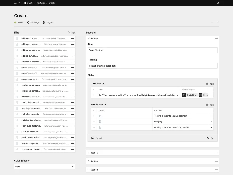 Backend screenshot of glyphsapp.com