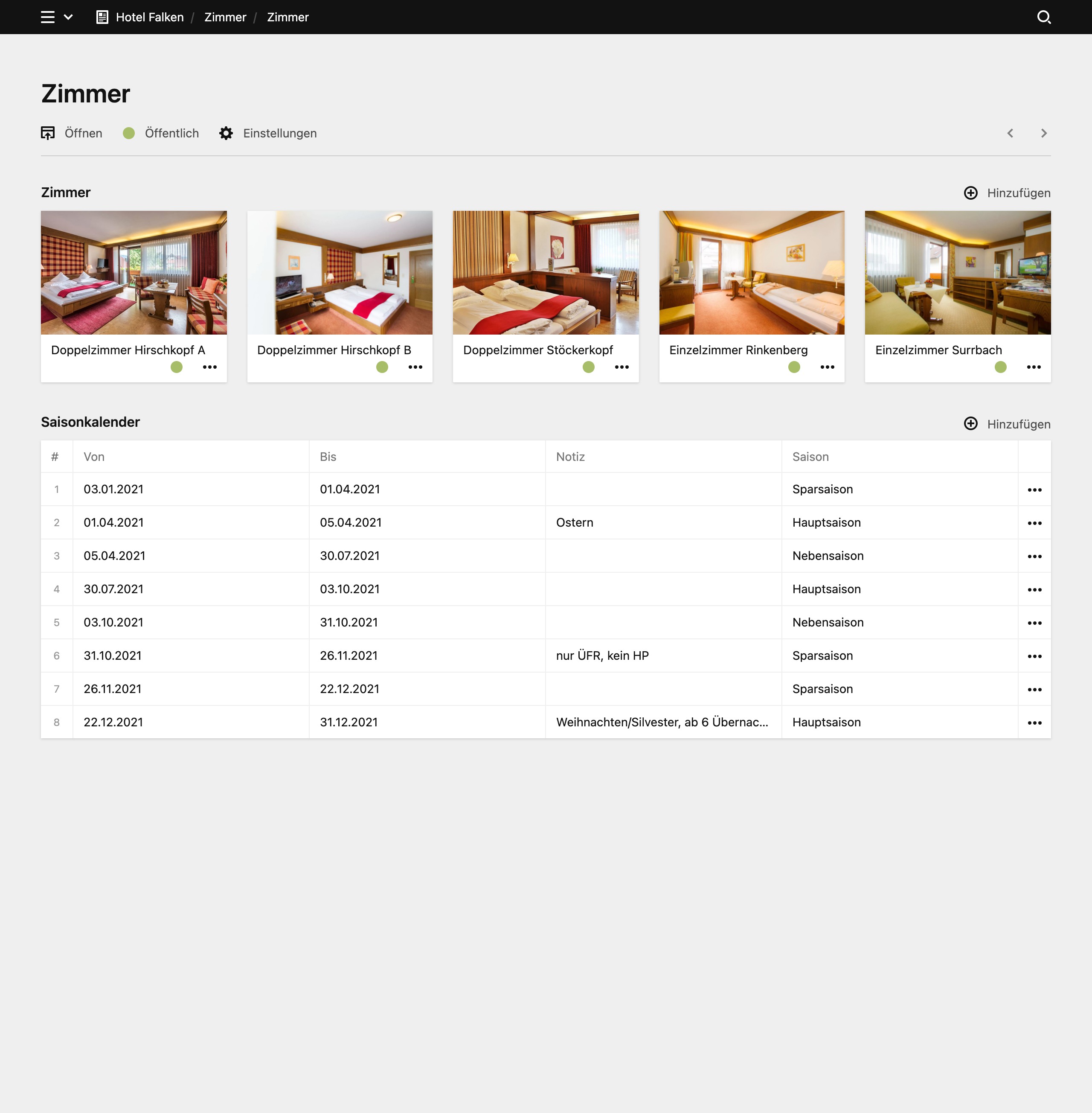 Backend screenshot of hotel-falken.de