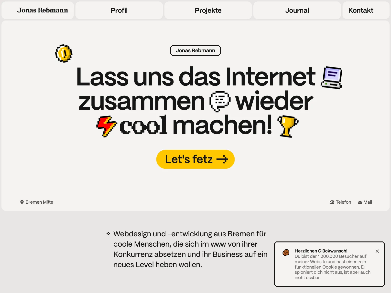 Frontend screenshot of jonasrebmann.de