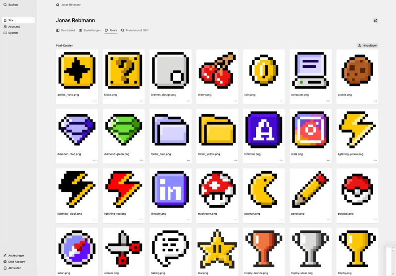 Backend screenshot of jonasrebmann.de