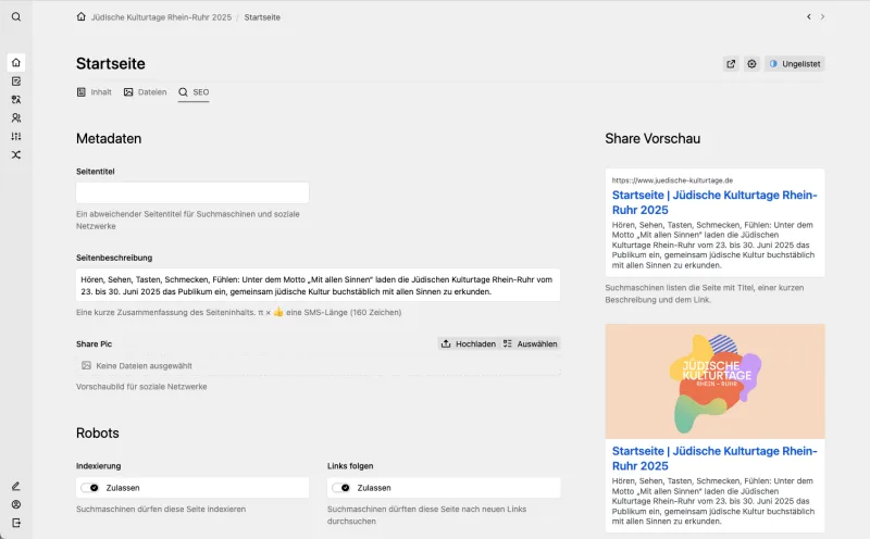 Backend screenshot of juedische-kulturtage.de
