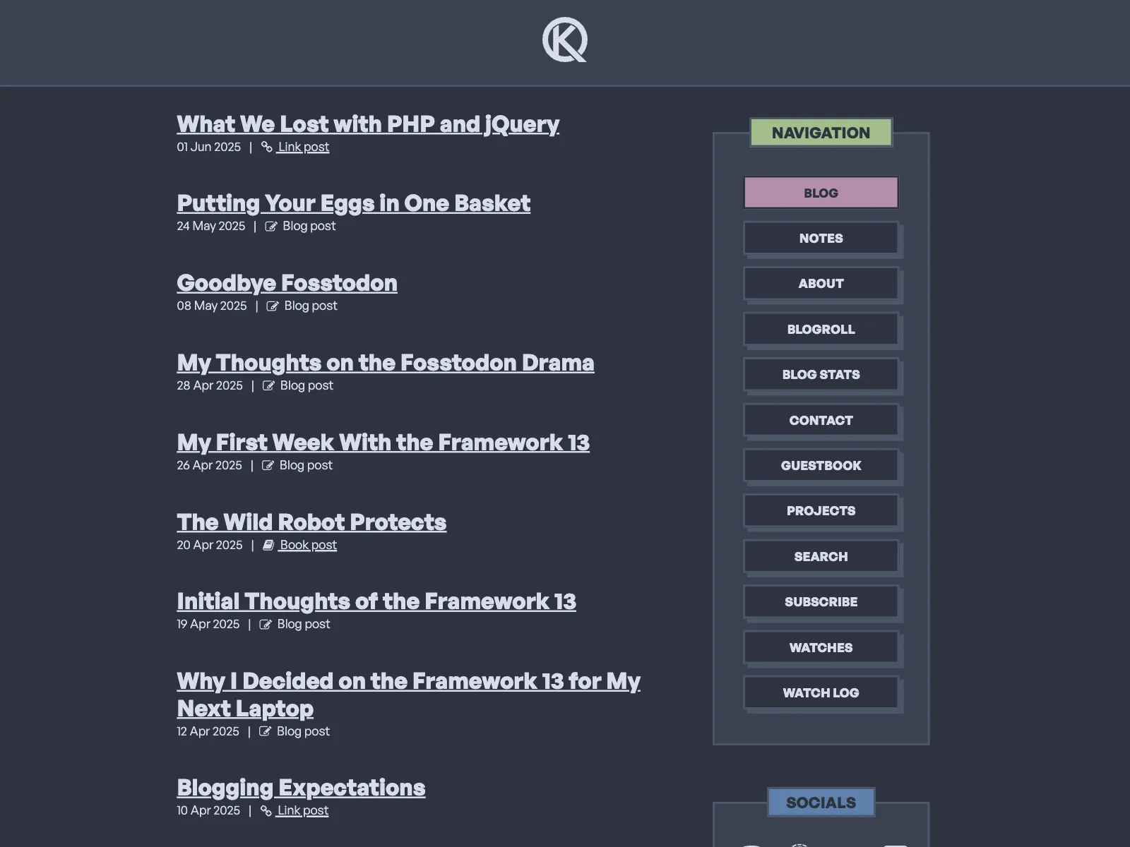 Frontend screenshot of kevquirk.com