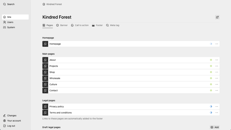 Kindred Forest – Backend