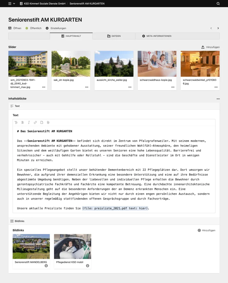 Backend screenshot of ksd-gmbh.info