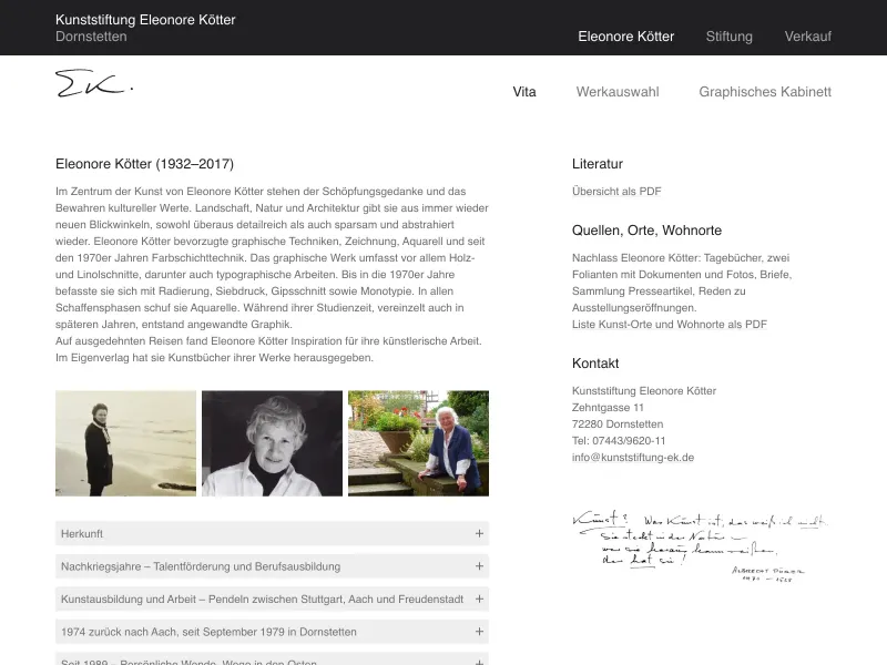 Screenshot of kunststiftung-ek.de