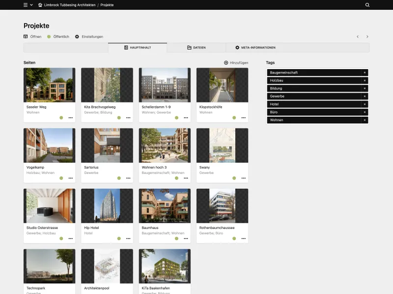 Backend screenshot of limbrocktubbesing.de