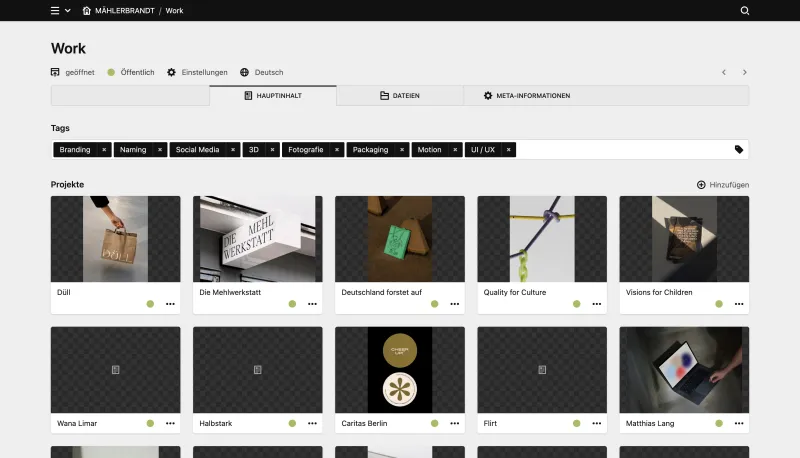 Backend screenshot of maehlerbrandt.com