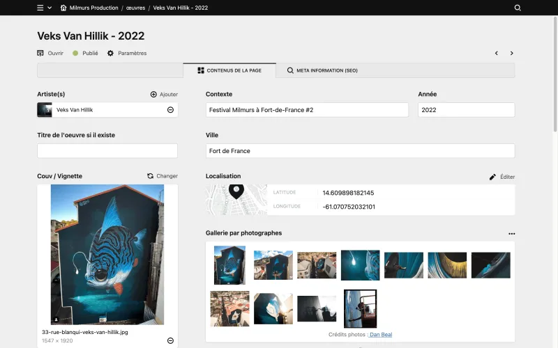 Backend screenshot of milmurs.com