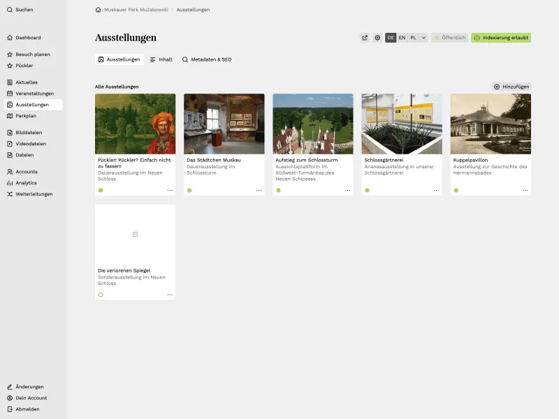 Backend screenshot of muskauer-park.de