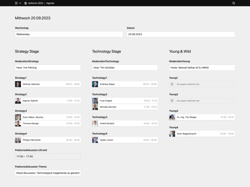 Backend screenshot of netforum.dtm-group.de