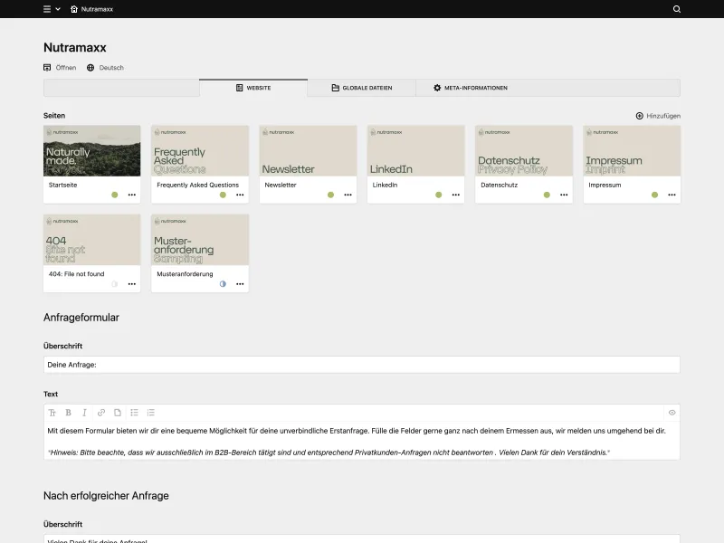Backend screenshot of naturallymade.com