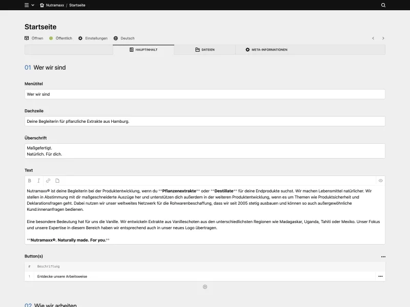 Backend screenshot of naturallymade.com