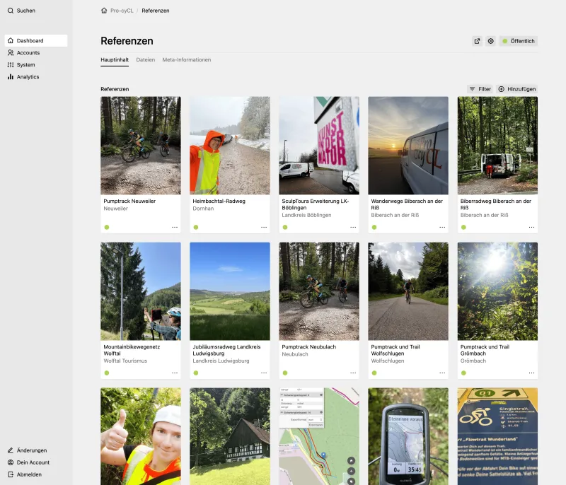 Backend screenshot of pro-cycl.de